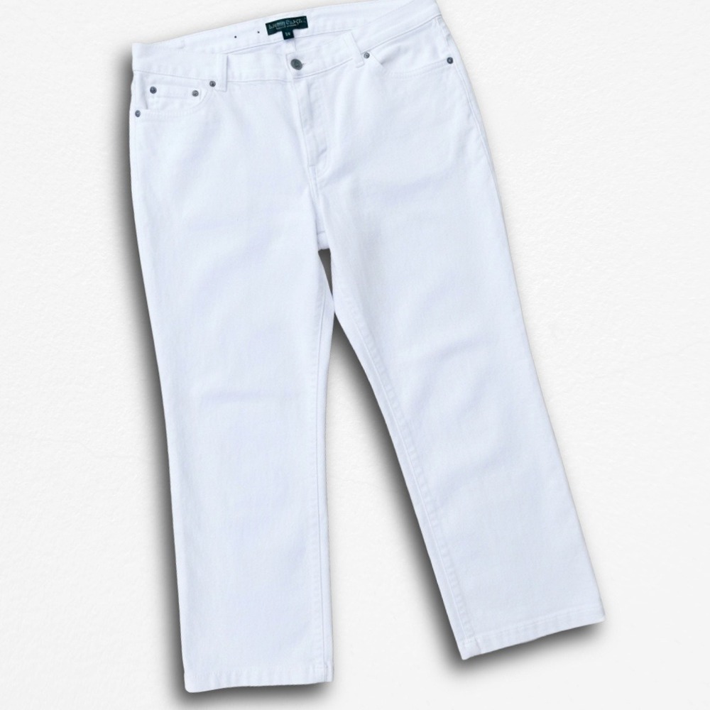 Lauren Ralph Lauren White‎ Straight Leg Denim Jeans Womens Size 16 LRL Pants